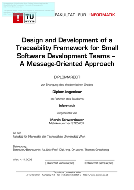 Design and Development of a Traceability Framework for Small Software Development Teams – a Message-Oriented Approach