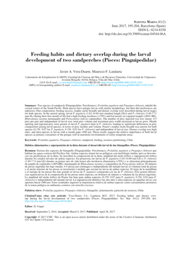 Feeding Habits and Dietary Overlap During the Larval Development of Two Sandperches (Pisces: Pinguipedidae)