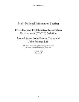 Multi-National Information Sharing Cross Domain Collaborative