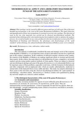 Microbiological Aspect and Laboratory Diagnosis of Fungi of the Genus Brettanomyces