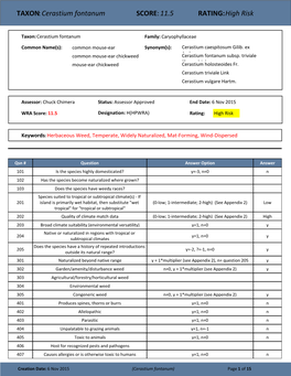 TAXON:Cerastium Fontanum SCORE:11.5 RATING