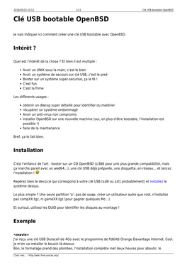 Clé USB Bootable Openbsd Clé USB Bootable Openbsd