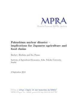 Fukushima Nuclear Disaster – Implications for Japanese Agriculture and Food Chains