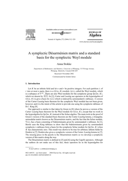 A Symplectic Désarménien Matrix and a Standard Basis for the Symplectic Weyl Module