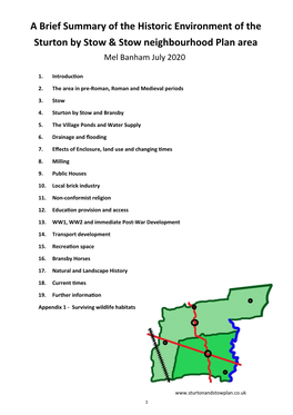 A Brief Summary of the Historic Environment of the Sturton by Stow & Stow Neighbourhood Plan Area