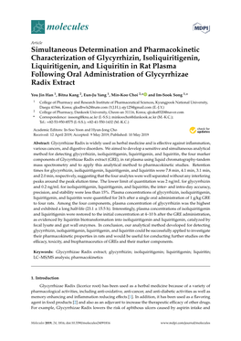 Simultaneous Determination and Pharmacokinetic Characterization