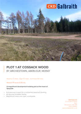 Plot 1 at Cossack Wood by Archiestown, Aberlour, Moray