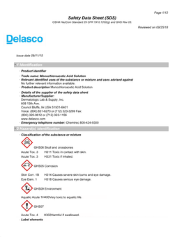 Safety Data Sheet (SDS) OSHA Hazcom Standard 29 CFR 1910.1200(G) and GHS Rev 03