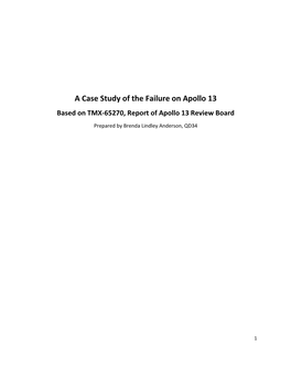 A Case Study of the Failure on Apollo 13 Based on TMX-65270, Report of Apollo 13 Review Board