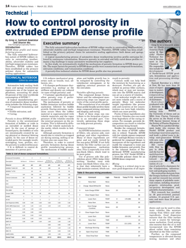 How to Control Porosity in Extruded EPDM Dense Pro Le