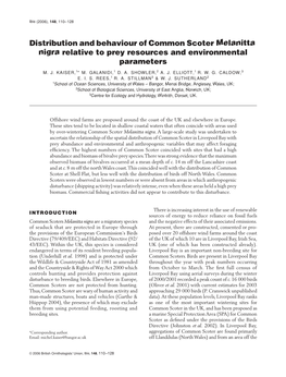 Distribution and Behaviour of Common Scoter Melanitta Nigra