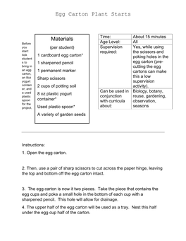 Egg Carton Plant Starts