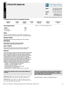 12619 CTR9 (D1Z4F) Rabbit Mab