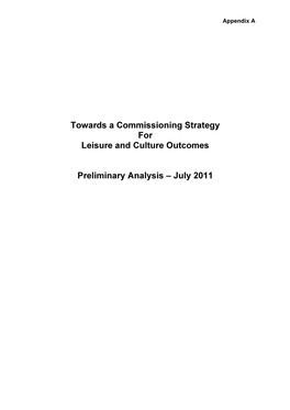 Towards a Commissioning Strategy for Leisure and Culture Outcomes