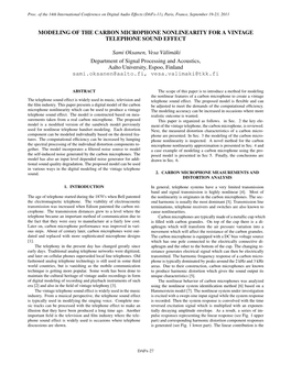 Modeling of the Carbon Microphone Nonlinearity for a Vintage Telephone Sound Effect