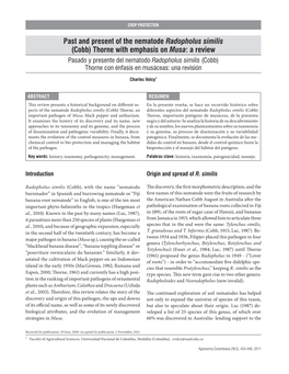 Past and Present of the Nematode Radopholus Similis (Cobb)