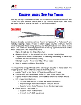 CORESPUN VERSUS SPUN POLY Threads