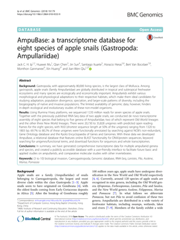 A Transcriptome Database for Eight Species of Apple Snails (Gastropoda: Ampullariidae) Jack C