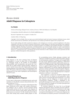 Adult Diapause in Coleoptera