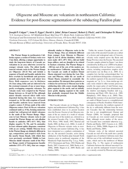 Oligocene and Miocene Arc Volcanism in Northeastern California: Evidence for Post-Eocene Segmentation of the Subducting Farallon Plate