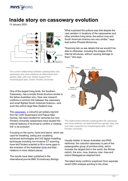 Inside Story on Cassowary Evolution 13 January 2020