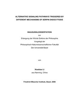 Alternative Signaling Pathways Triggered by Different Mechanisms of Serpin Endocytosis