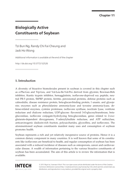 Biologically Active Constituents of Soybean