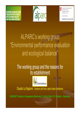 ALPARC's Working Group “Environmental Performance