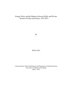 Energy Policy and the Balance Between Public and Private Sectors in China and France, 1973-2011