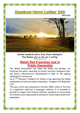 Welsh Rail Franchise Now in Public Ownership