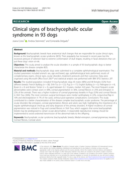 Clinical Signs of Brachycephalic Ocular Syndrome in 93 Dogs Joana Costa1* , Andrea Steinmetz2 and Esmeralda Delgado3