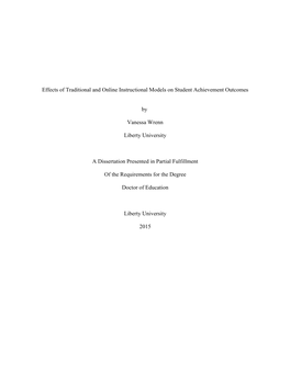 Effects of Traditional and Online Instructional Models on Student Achievement Outcomes