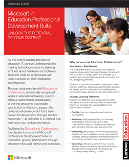 Microsoft in Education Professional Development Suite UNLOCK the POTENTIAL of YOUR DISTRICT