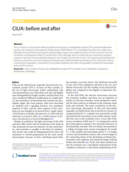 CILIA: Before and After Peter Satir*