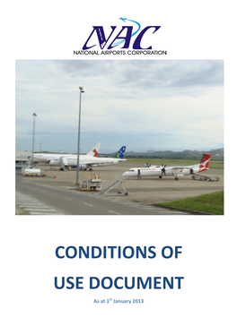 CONDITIONS of USE DOCUMENT As at 1St January 2013