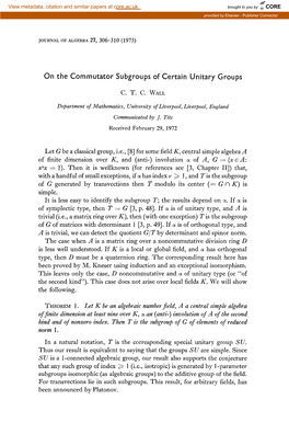 On the Commutator Subgroups of Certain Unitary Groups