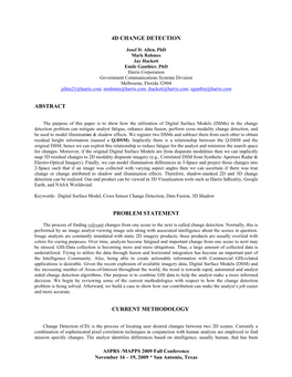 4D Change Detection Abstract Problem