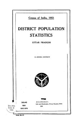 District Population Statistics, 33-Deoria, Uttar Pradesh