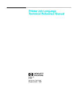 Printer Job Language Technical Reference Manual