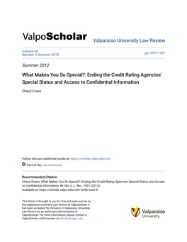 Ending the Credit Rating Agencies' Special Status and Access to Confidential Information