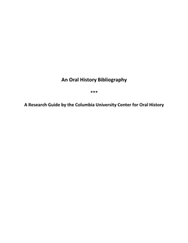 The Oral History Bibliography