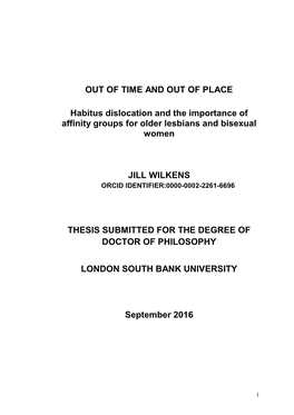 OUT of TIME and out of PLACE Habitus Dislocation and the Importance of Affinity Groups for Older Lesbians and Bisexual Women