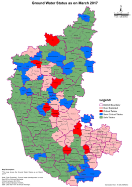 Ground Water Status As on March 2017 ± Aurad 0 15 30 60 Km Bhalki 1 Cm = 26.63 Km Bidar