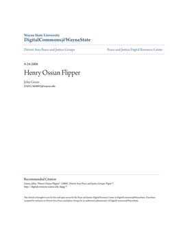 Henry Ossian Flipper John Green DAPG, Bb4892@Wayne.Edu