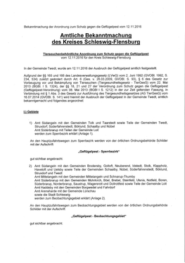 Amtliche Bekanntmachung Des Kreises Schleswig-Flensburg
