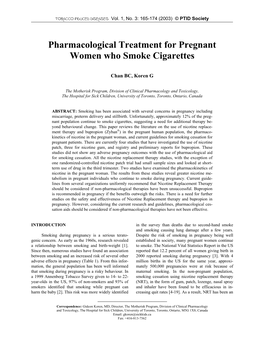 Pharmacological Treatment for Pregnant Women Who Smoke Cigarettes