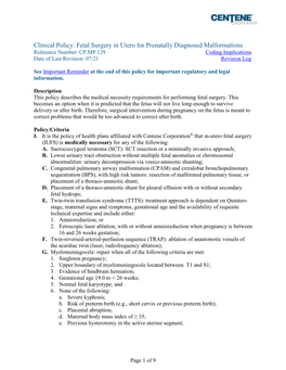 CP.MP.129 Fetal Surgery in Utero