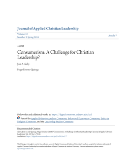 Consumerism: a Challenge for Christian Leadership? José A