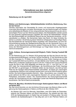 Ratssitzung Vom 26. April 2021