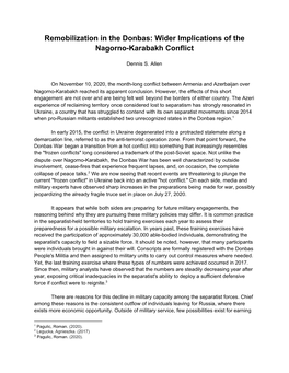 Wider Implications of the Nagorno-Karabakh Conflict